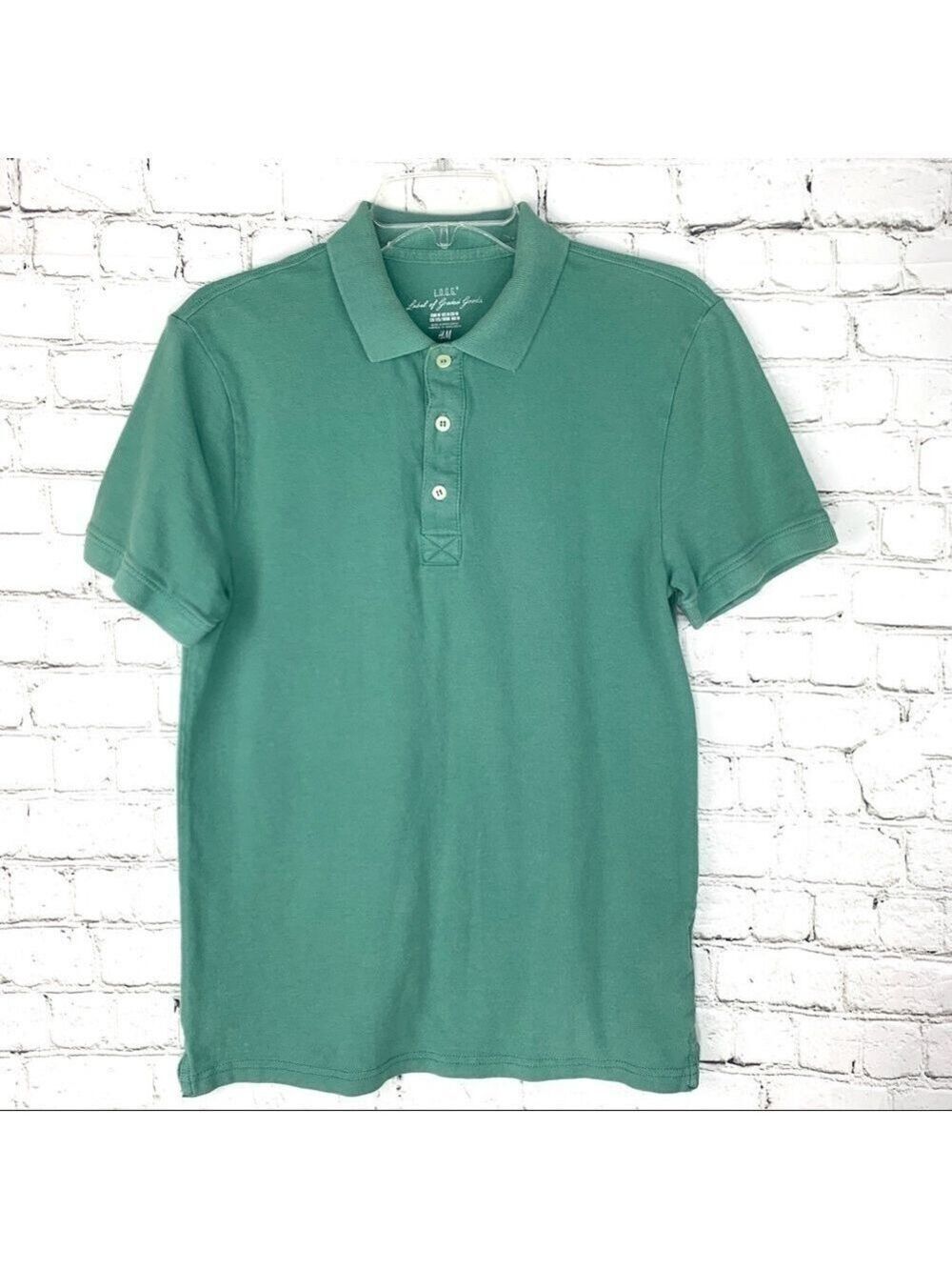 EUC-H&M LOGG Label of Graded Goods, Collar, Short Sleeve, Green Polo Shirt MD